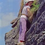 Emilie learning how to climb on the same rocks as a kid.